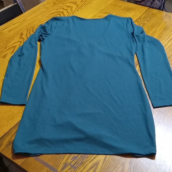 HALARA GREEN Dress Women LARGE New Casual COCKTAIL Party Long Sleeves RIBBED zz - Picture 3 of 9